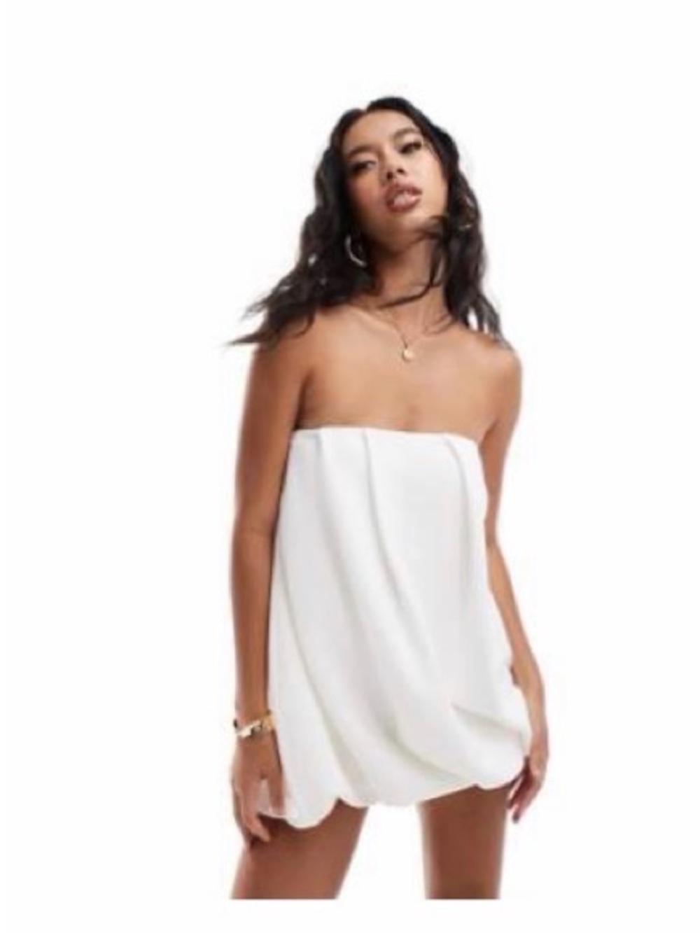 Beautiful White Bubble Hem Dress